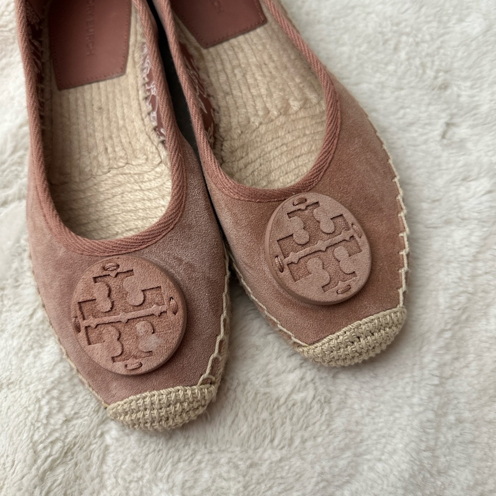 New Tory Burch Minnie embellished suede espadrilles in pink - Picture 5 of 7